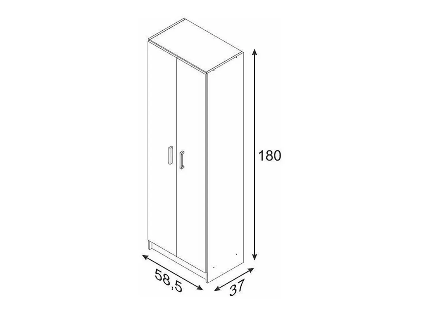 Armario multiusos Milan en acabado blanco de 2 puertas y 3 estantes 58.5 cm(ancho) 180 cm(