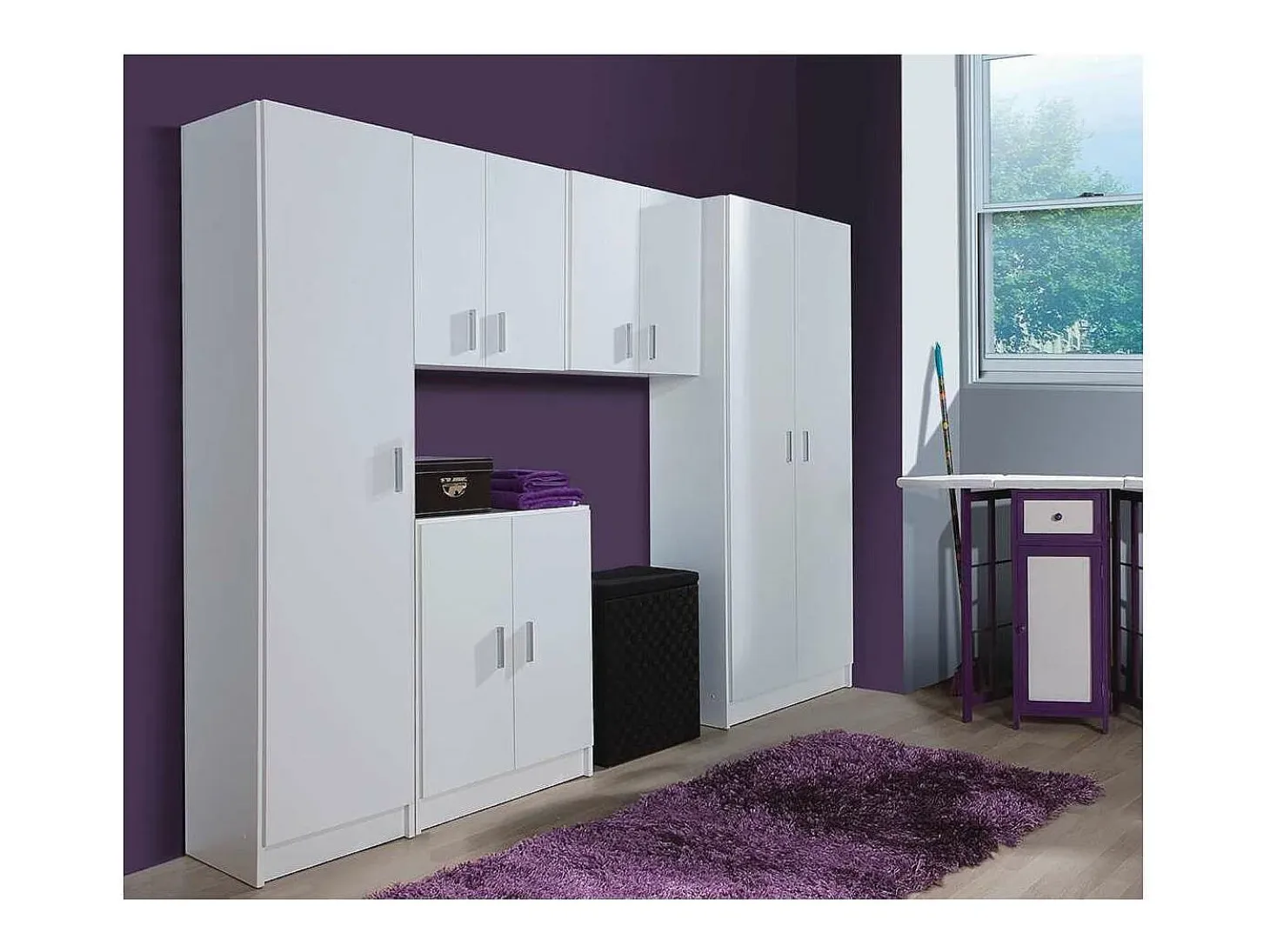 Armario multiusos Milan en acabado blanco de 2 puertas y 3 estantes 58.5 cm(ancho) 180 cm(