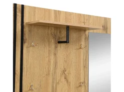 Armario natural con 2 puertas, espejo, paragüero y banco zapatero, multifuncional 115 x 37 x 185