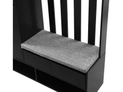 Armario negro con 3 cajones, 1 puerta, 4 ganchos y panel perforado, 100 x 35 x 180 cm