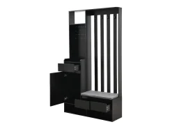 Armario negro con 3 cajones, 1 puerta, 4 ganchos y panel perforado, 100 x 35 x 180 cm
