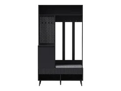 Armario negro con 1 puerta, 2 cajones, 4 ganchos y 1 banco 100x35x180 cm
