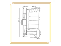 Armario para el recibidor con asiento, perchero, panel tapizado y columna