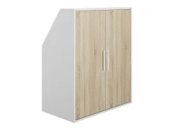 Armario para techo abuhardillado 2 puertas en color blanco y natural - ADEZIO