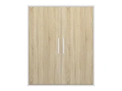 Armario para techo abuhardillado 2 puertas en color blanco y natural - ADEZIO