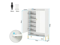 Armario para zapatos, mueble de almacenamiento para zapatos de 6 niveles con estantes ajustables, blanco