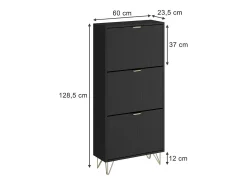 Armario para zapatos negro 60x23.5x128.5 helge