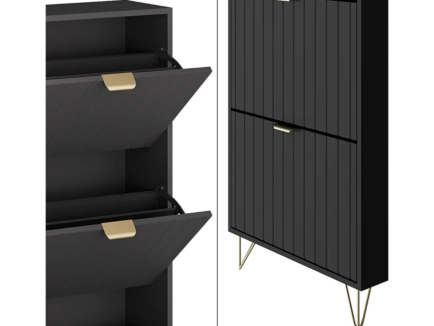 Armario para zapatos negro 60x23.5x128.5 helge