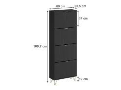 Armario para zapatos negro 60x23.5x166.7 helge