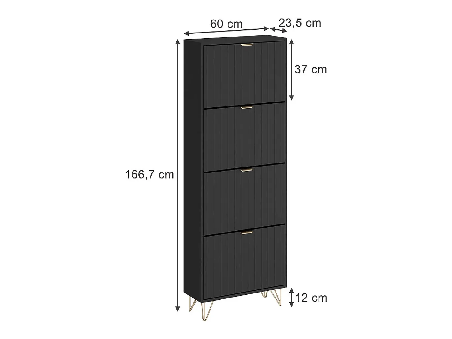 Armario para zapatos negro 60x23.5x166.7 helge