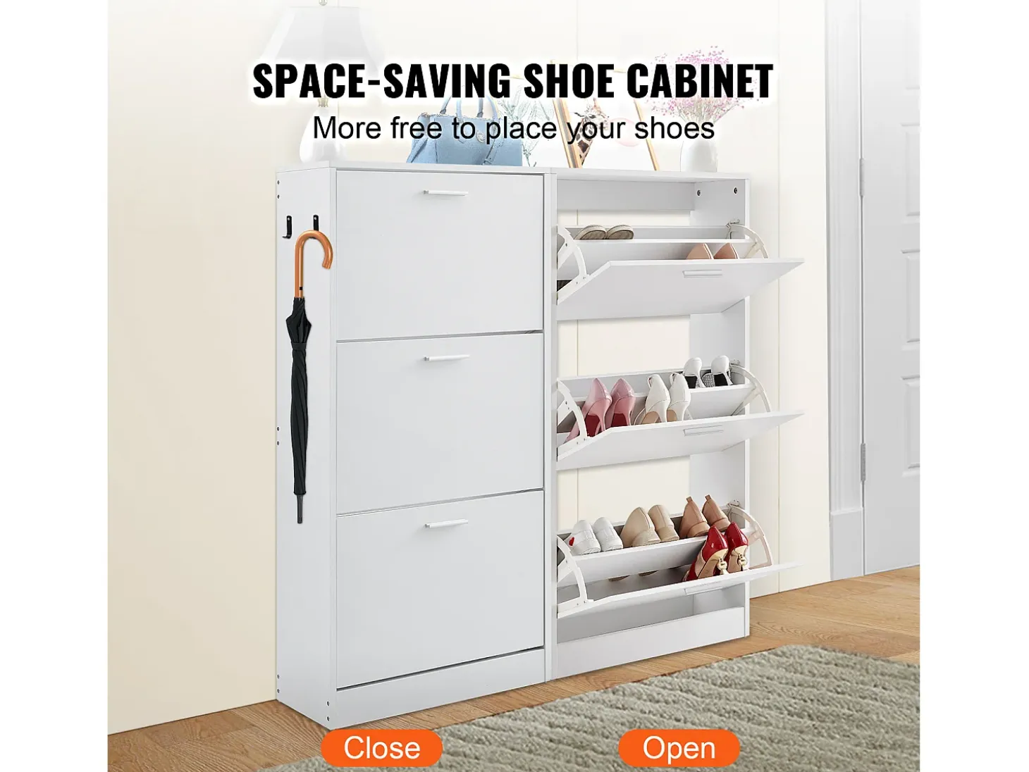 Armario para Zapatos SucceBuy con 3 Cajones Plegables, Organizador de Almacenamiento para Entrada