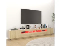 Armario TV con luces LED color roble Sonoma 260x35x40 cm ES34011