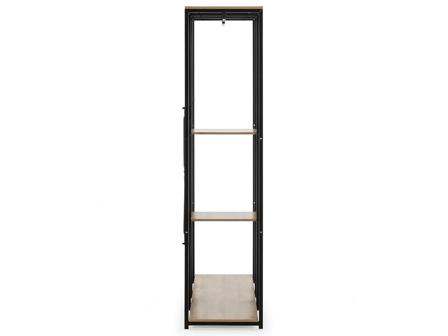 Armario vestidor Jana 3 estantes 2 Barras, Color Roble/Negro