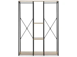 Armario vestidor Jana 3 estantes 2 Barras, Color Roble/Negro