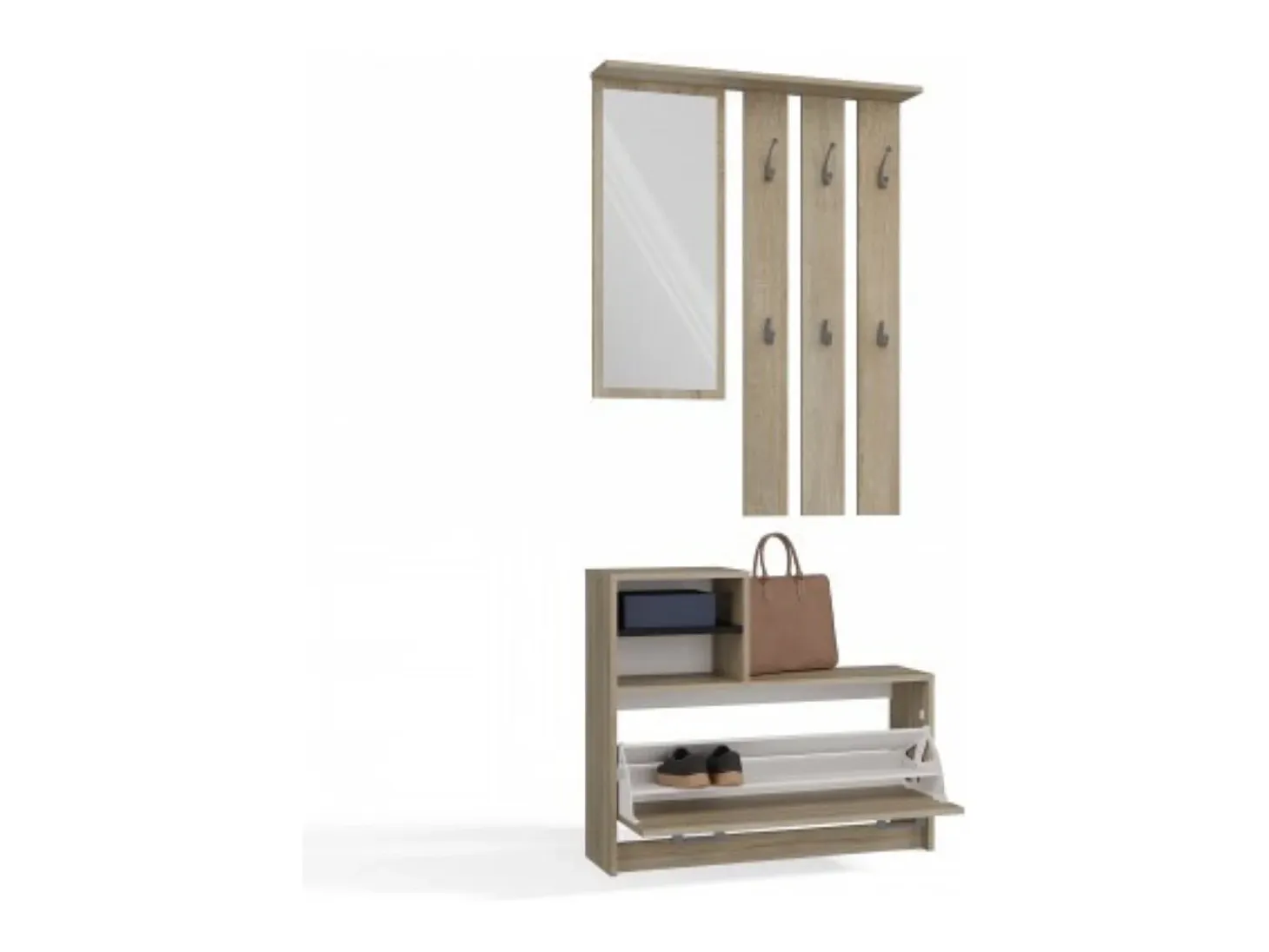 Armario Zapatero Color Roble Sonoma de 85x180x24 cm – Diseño Moderno y Estrecho para Recibidor o Pasillo