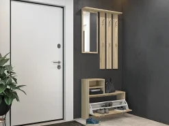 Armario Zapatero Color Roble Sonoma de 85x180x24 cm – Diseño Moderno y Estrecho para Recibidor o Pasillo