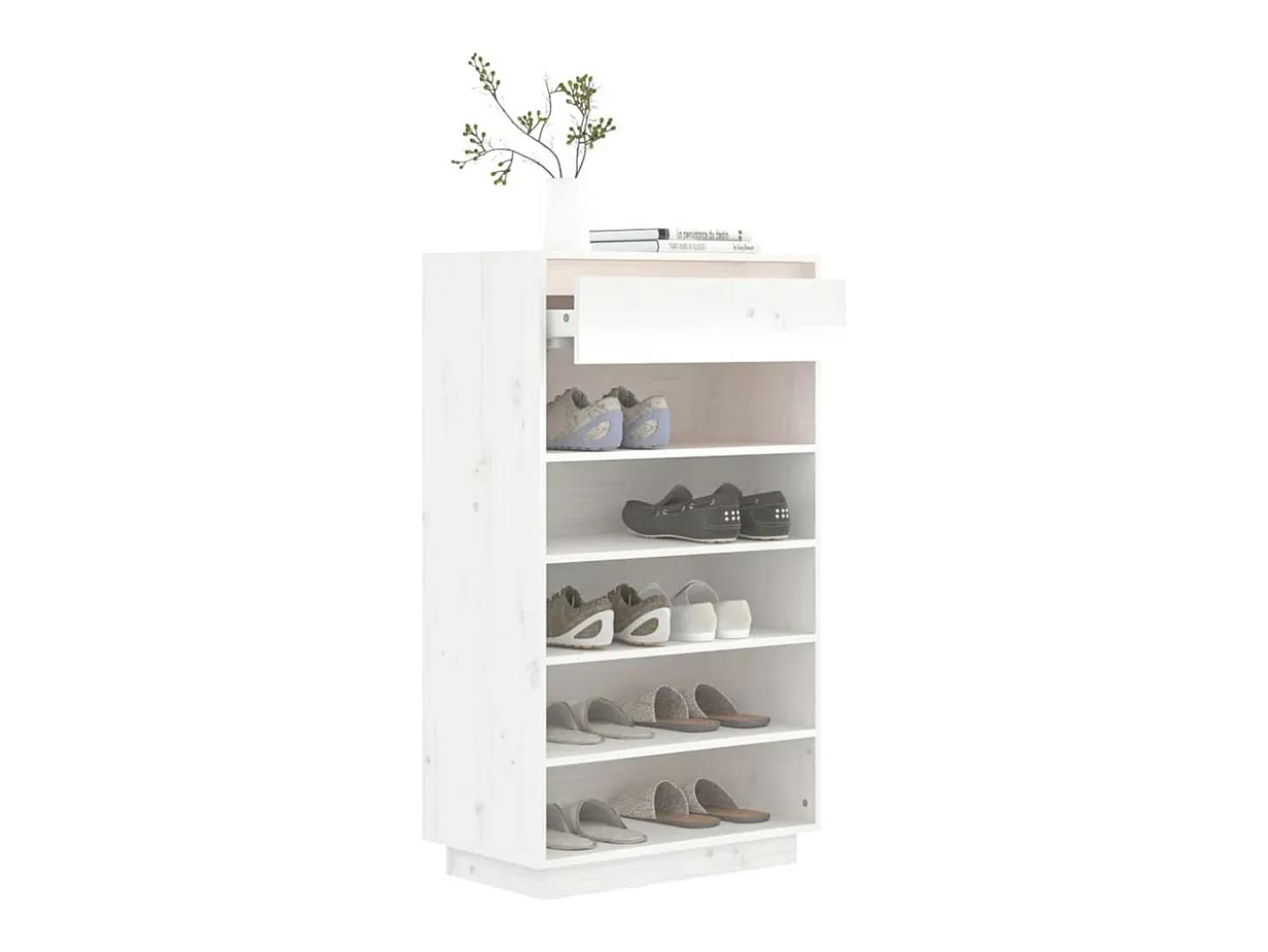 Armario zapatero de madera maciza de pino 60x34x105 cm ES964030