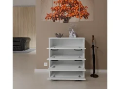 Armario zapatero en blanco 71x82,9x35 cm – mueble de almacenamiento con 4 estantes