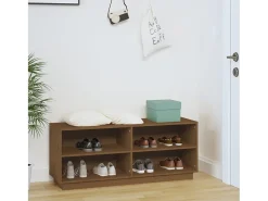 Armario zapatero madera maciza de pino marrón miel 110x34x45 cm ES479311