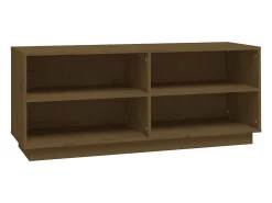 Armario zapatero madera maciza de pino marrón miel 110x34x45 cm ES479311