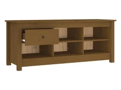 Armario zapatero madera maciza pino marrón miel 110x38x45,5cm ES767097
