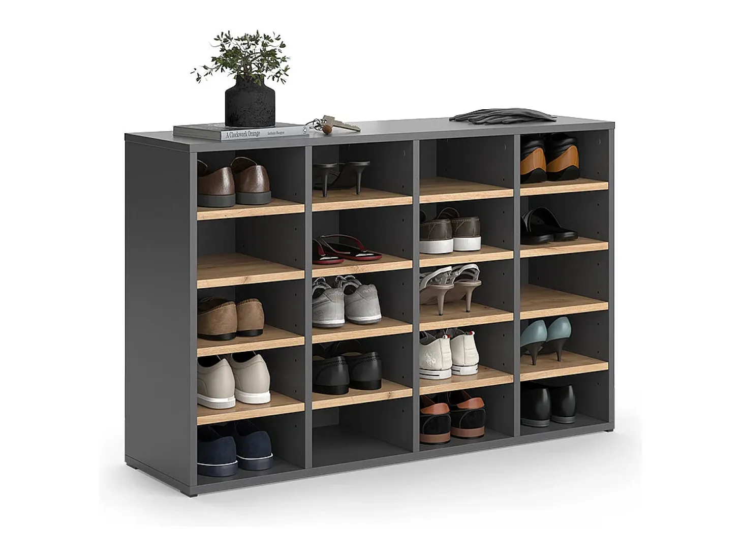 Armario zapatero roble dorado 104x33x65.5 lysander