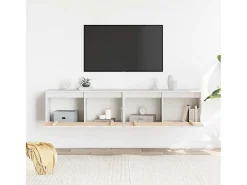 Armarios de pared 2 uds Blanco 80x30x35 cm Madera maciza de pino