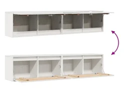 Armarios de pared 2 uds Blanco 80x30x35 cm Madera maciza de pino