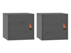 Armarios de pared 2 uds Gris 31,5x30x30 cm Madera maciza de pino