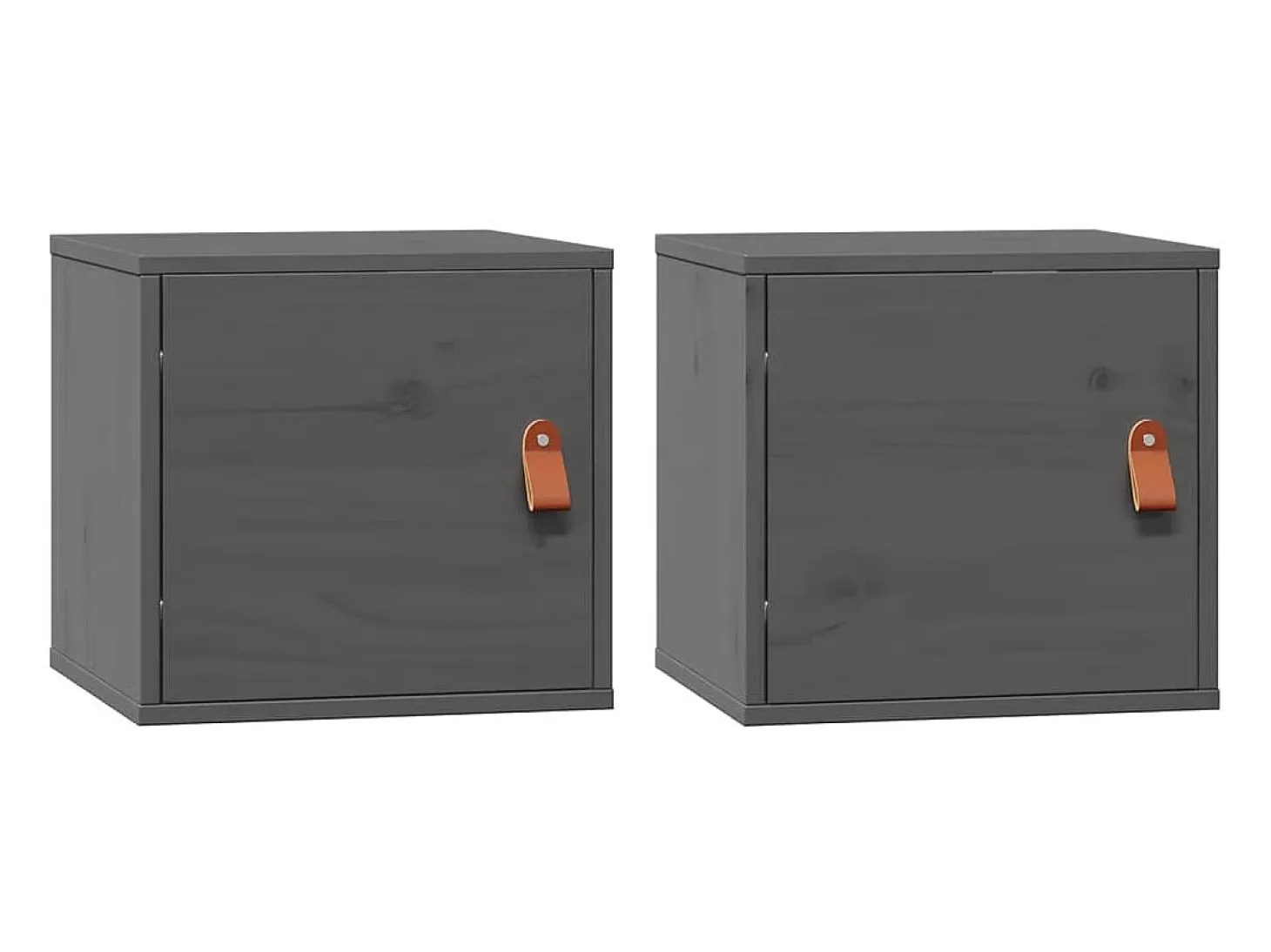 Armarios de pared 2 uds Gris 31,5x30x30 cm Madera maciza de pino