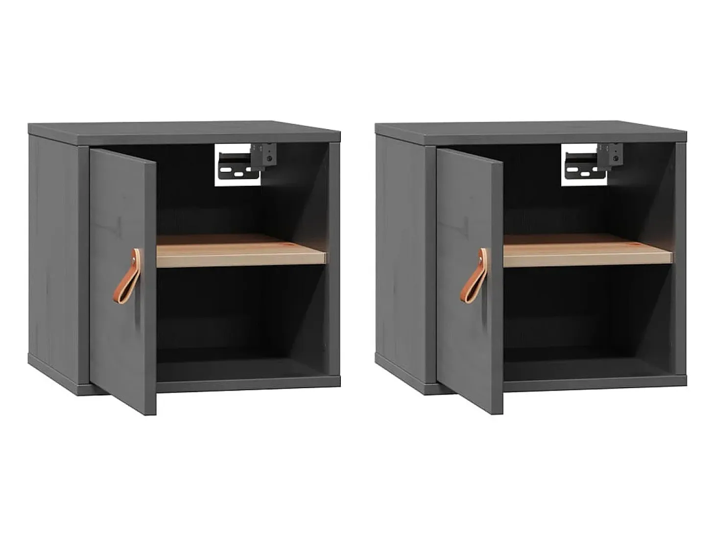 Armarios de pared 2 uds Gris 31,5x30x30 cm Madera maciza de pino