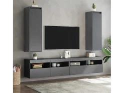 Armarios de pared 2 uds Gris 30x30x100 cm Madera maciza de pino
