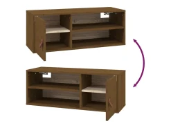 Armarios de pared 2 uds Marrón miel 80x30x30 cm Madera maciza de pino