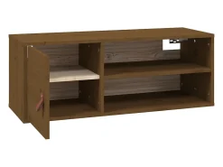 Armarios de pared 2 uds Marrón miel 80x30x30 cm Madera maciza de pino