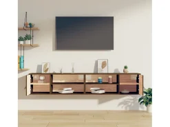 Armarios de pared 2 uds Marrón miel 80x30x30 cm Madera maciza de pino