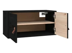 Armarios de pared 2 uds Negro 60x30x30 cm Madera maciza de pino