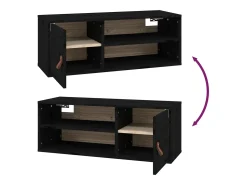 Armarios de pared 2 uds Negro 80x30x30 cm Madera maciza de pino