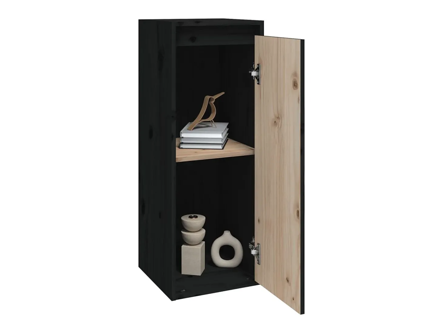 Armarios de pared 2 uds Negro 30x30x80 cm Madera maciza de pino