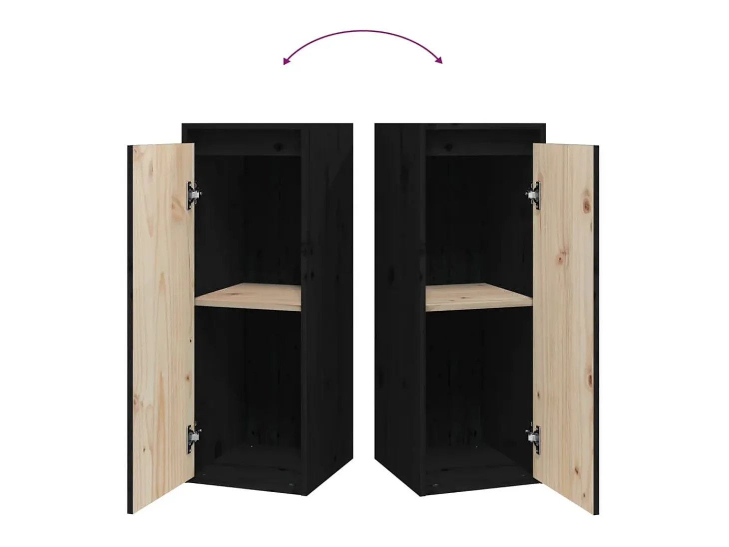 Armarios de pared 2 uds Negro 30x30x80 cm Madera maciza de pino
