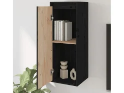 Armarios de pared 2 uds Negro 30x30x80 cm Madera maciza de pino