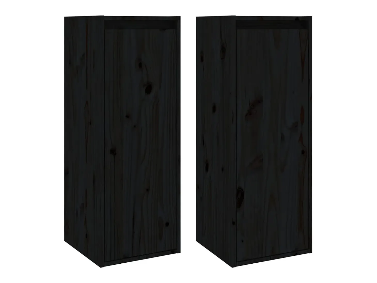 Armarios de pared 2 uds Negro 30x30x80 cm Madera maciza de pino