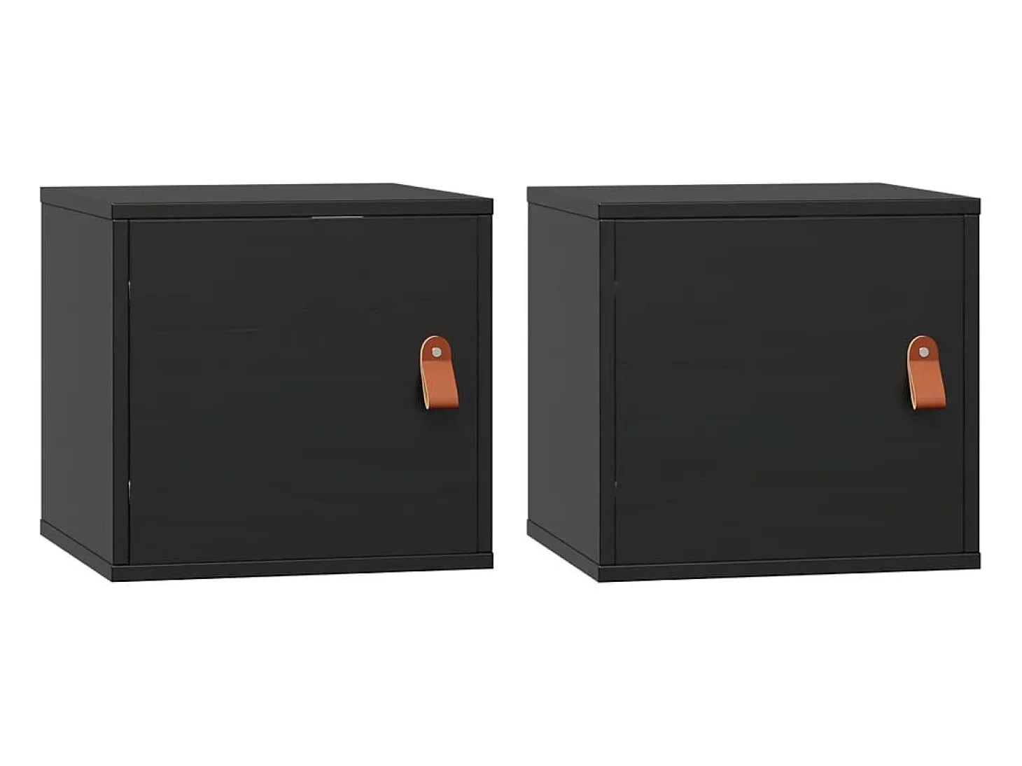 Armarios de pared 2 uds Negro 31,5x30x30 cm Madera maciza de pino