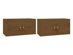 armarios de pared marrón miel 60x30x30cm madera maciza de pino