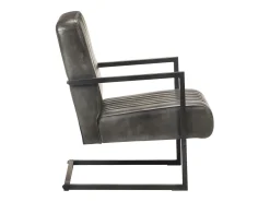 Armel Sillón voladizo cuero auténtico gris envejecido