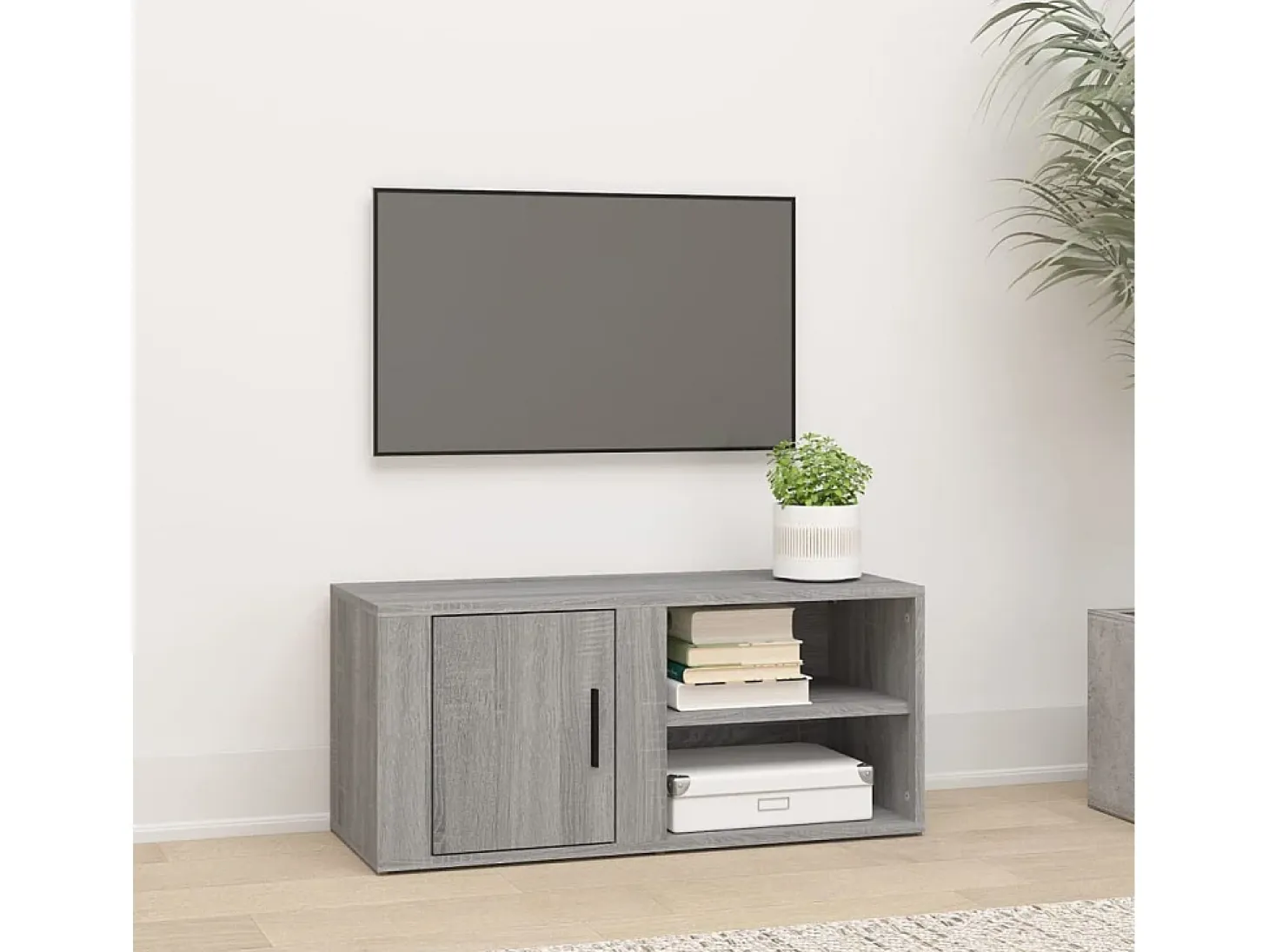 Arnaldo Mueble para TV madera contrachapada gris Sonoma 80x31,5x36 cm