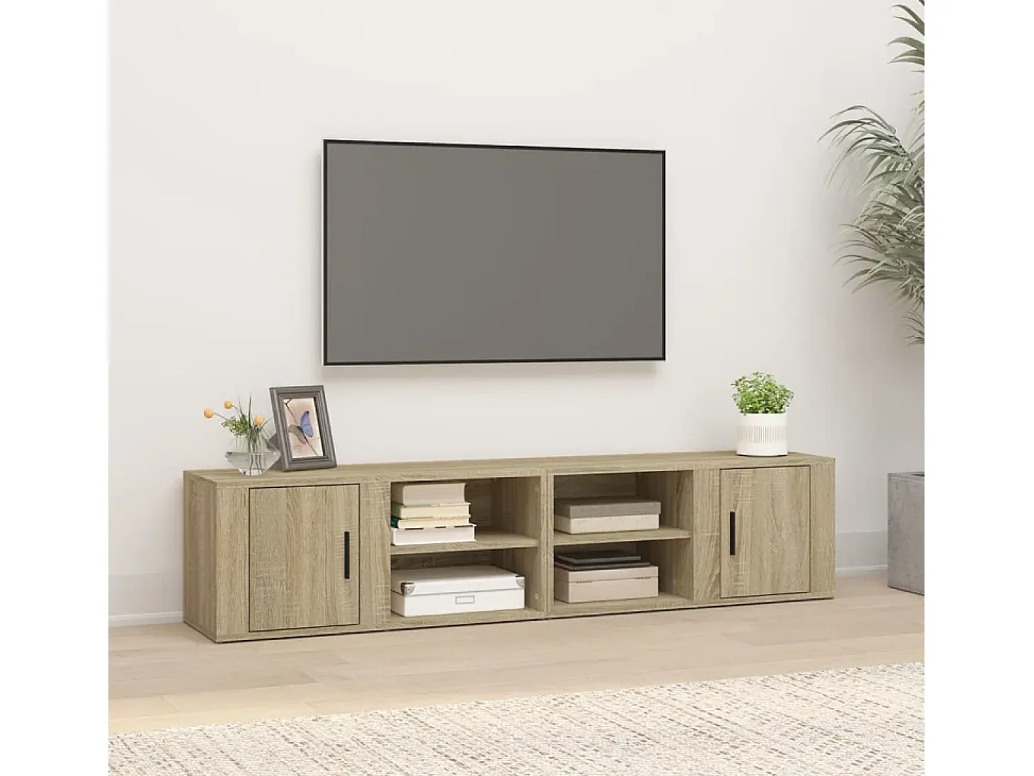 Arnaldo Mueble TV 2 uds madera contrachapada roble Sonoma 80x31,5x36 cm