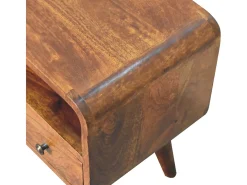 Artisan Furniture Mini mueble de televisión curvo de madera maciza color castaño