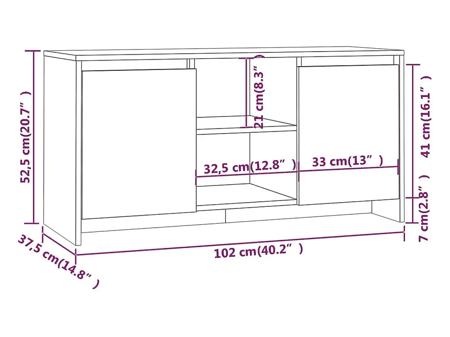 Atkinson Mueble de TV madera contrachapada gris hormigón 102x37,5x52,5cm