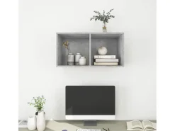 Aymee Mueble de pared de TV madera contrachapada hormigón 37x37x72 cm
