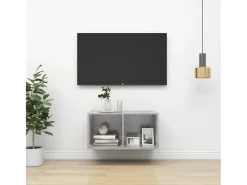 Aymee Mueble de pared de TV madera contrachapada hormigón 37x37x72 cm